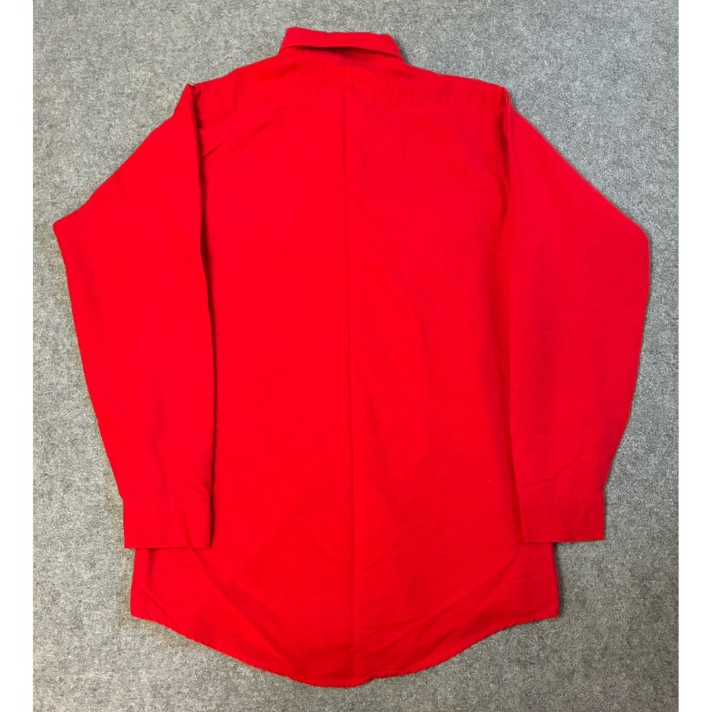 Vtg 70s Sears Roebuck Perma Prest Red Flannel Work Shirt Utility Mens L USA Made - Picture 5 of 7